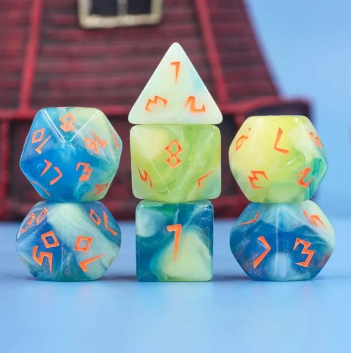 Foam Brain Poly 7 Dice Set Scratched Clouds | Odin's Place