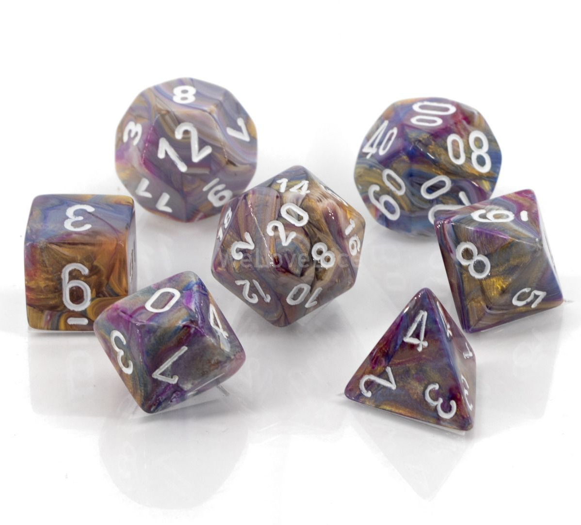 Chessex Mini Poly 7 Dice Set: Festive Carousel/White | Odin's Place