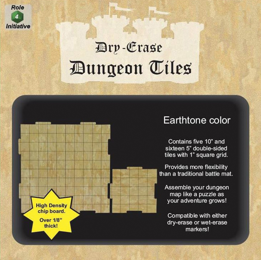 Dry Erase Dungeon Tiles: Earthone - Combo Pack of 5 ten inch and 16 five inch squares | Odin's Place