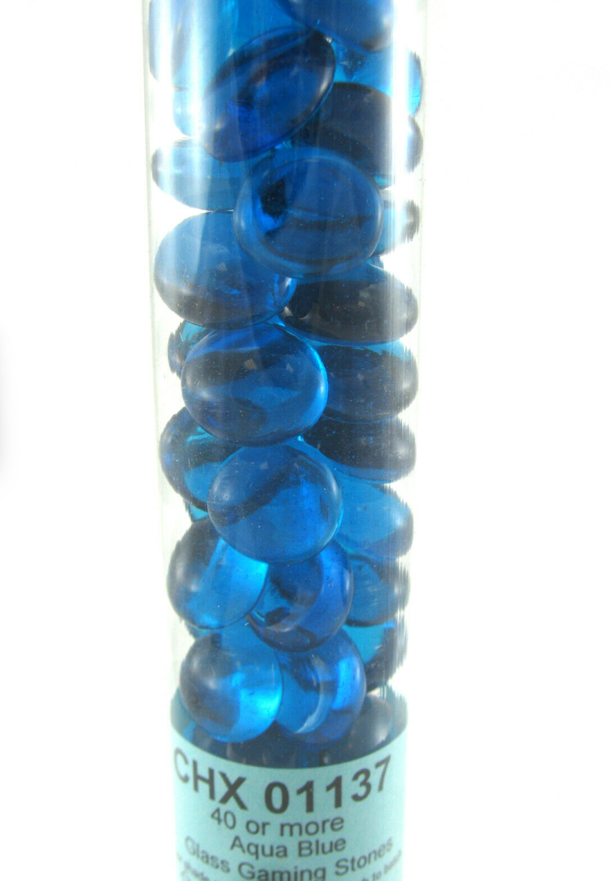Chessex Crystal Aqua Blue Glass Stones in 5.5 inch Tube | Odin's Place