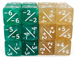 D6 Dice Counters +1/-1 Red, Gold, Green and Blue Set of 8 | Odin's Place