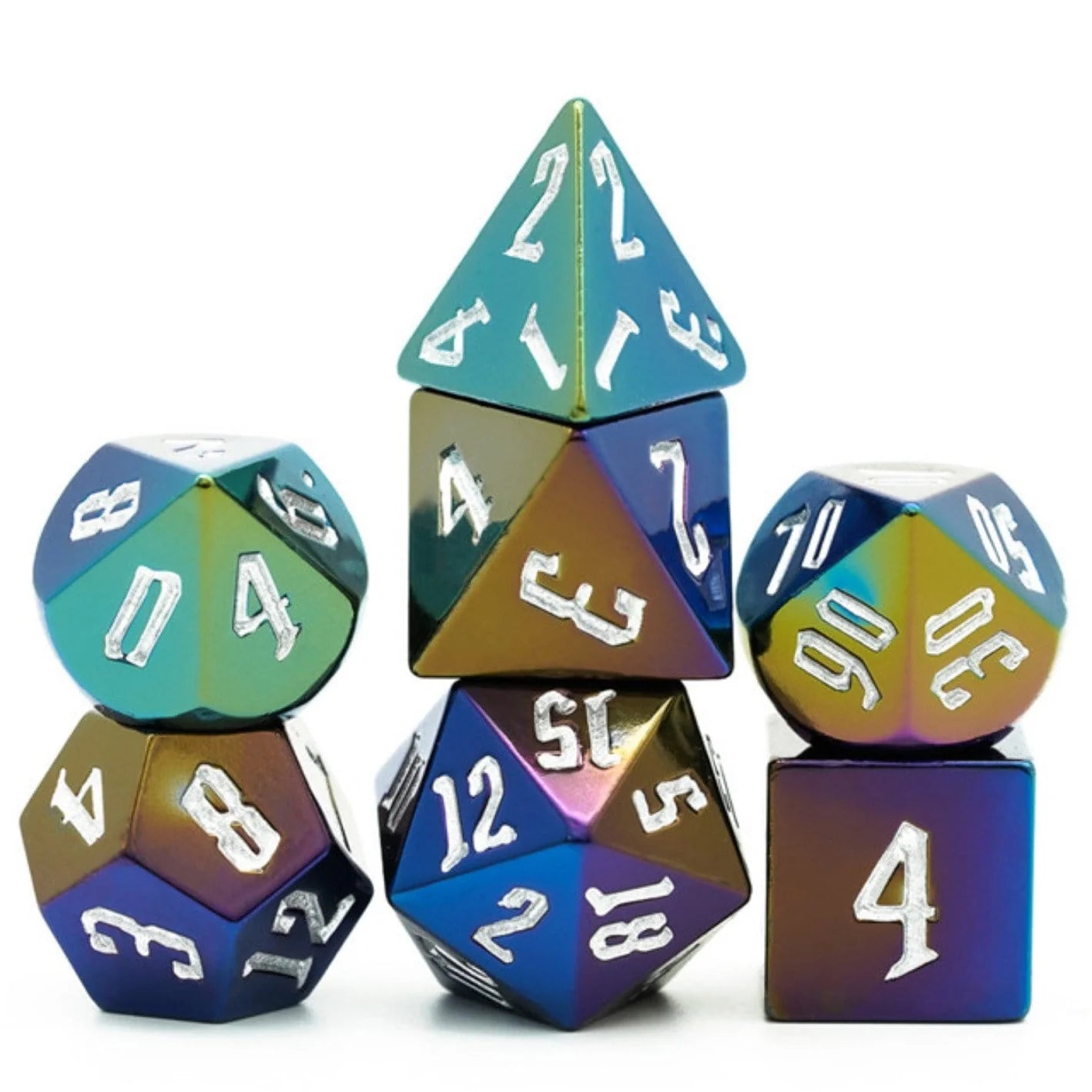 Foam Brain Jumbo Metallic with Silver Font Poly 7 Dice Set | Odin's Place
