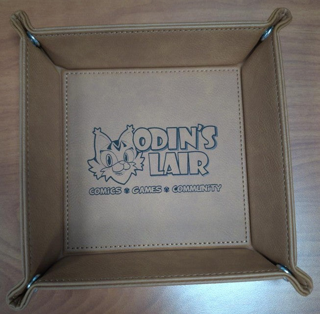 Emberglow Gaming Square Leatherette Dice Tray, Odin's Lair Custom Design | Odin's Place