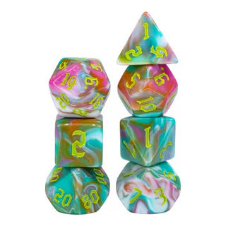 Foam Brain Teal Sunrise Poly 7 Dice Set | Odin's Place
