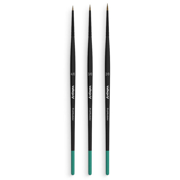 Vallejo Brush Set: Definition: Natural Hair (Sizes 4/0, 3/0 & 2/0) | Odin's Place
