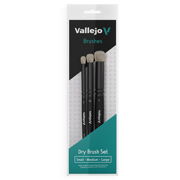 Vallejo Brush Set: Dry Brush: Natural Hair (S, M & L) | Odin's Place