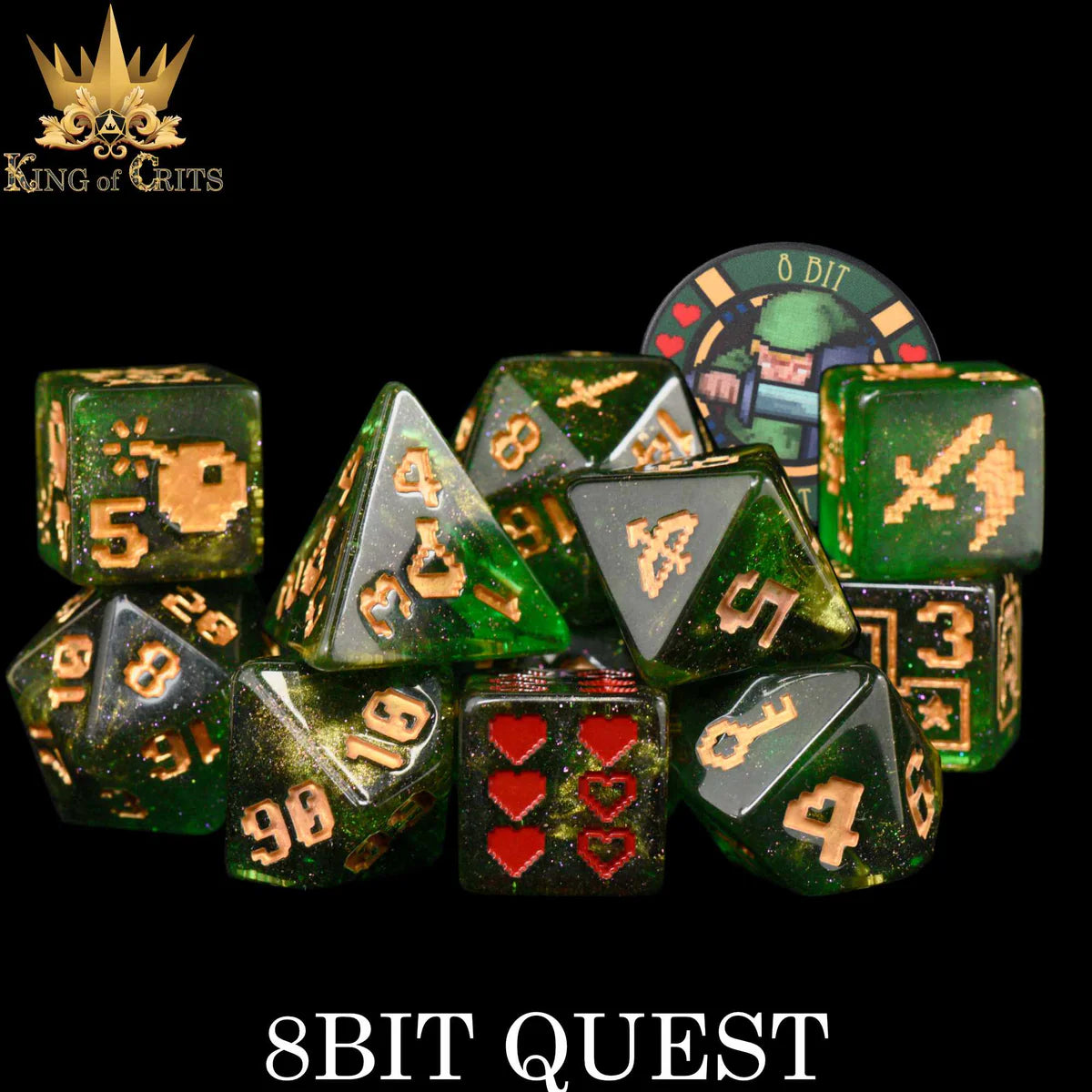 DND Dice 11 Dice Set: 8Bit Quest | Odin's Place