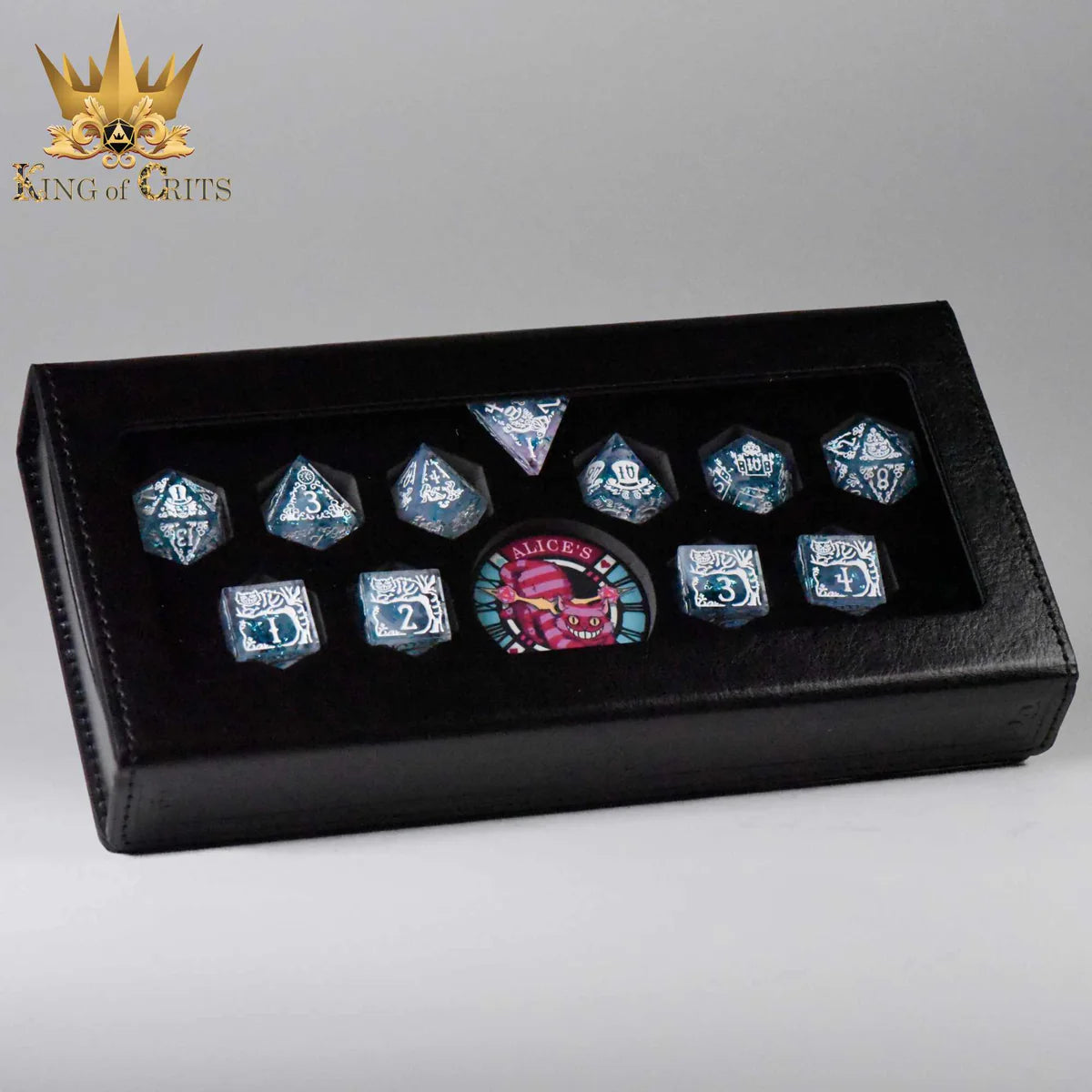 DND Dice 11 Dice Set: Alice's Wonderland (Blue) with Gift Box (Sharp Edge) | Odin's Place