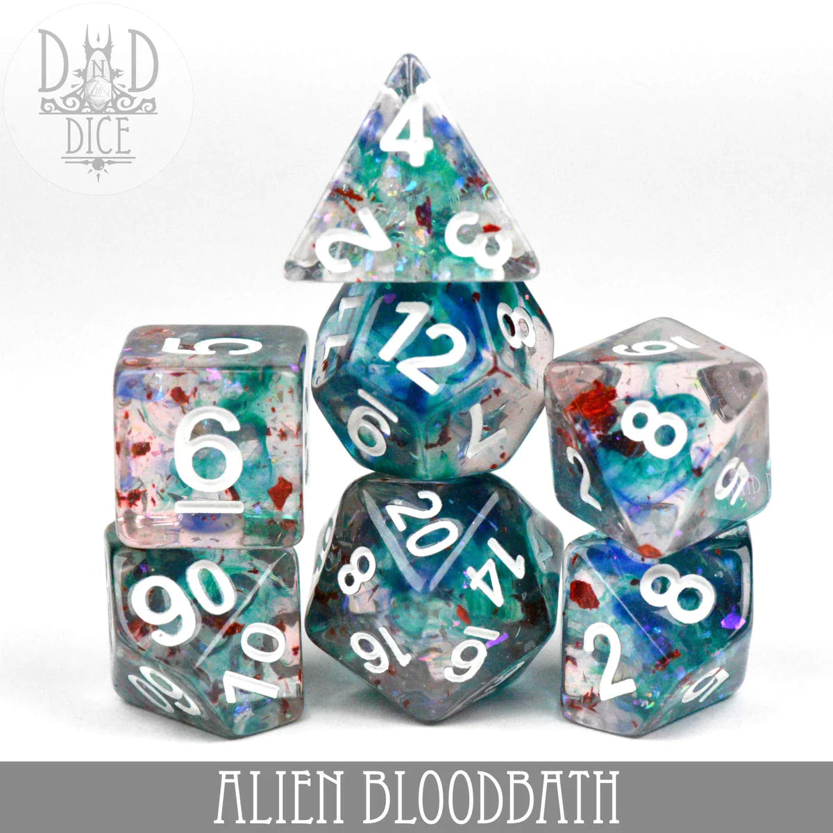 DND Dice Poly 7 Dice Set: Alien Bloodbath | Odin's Place