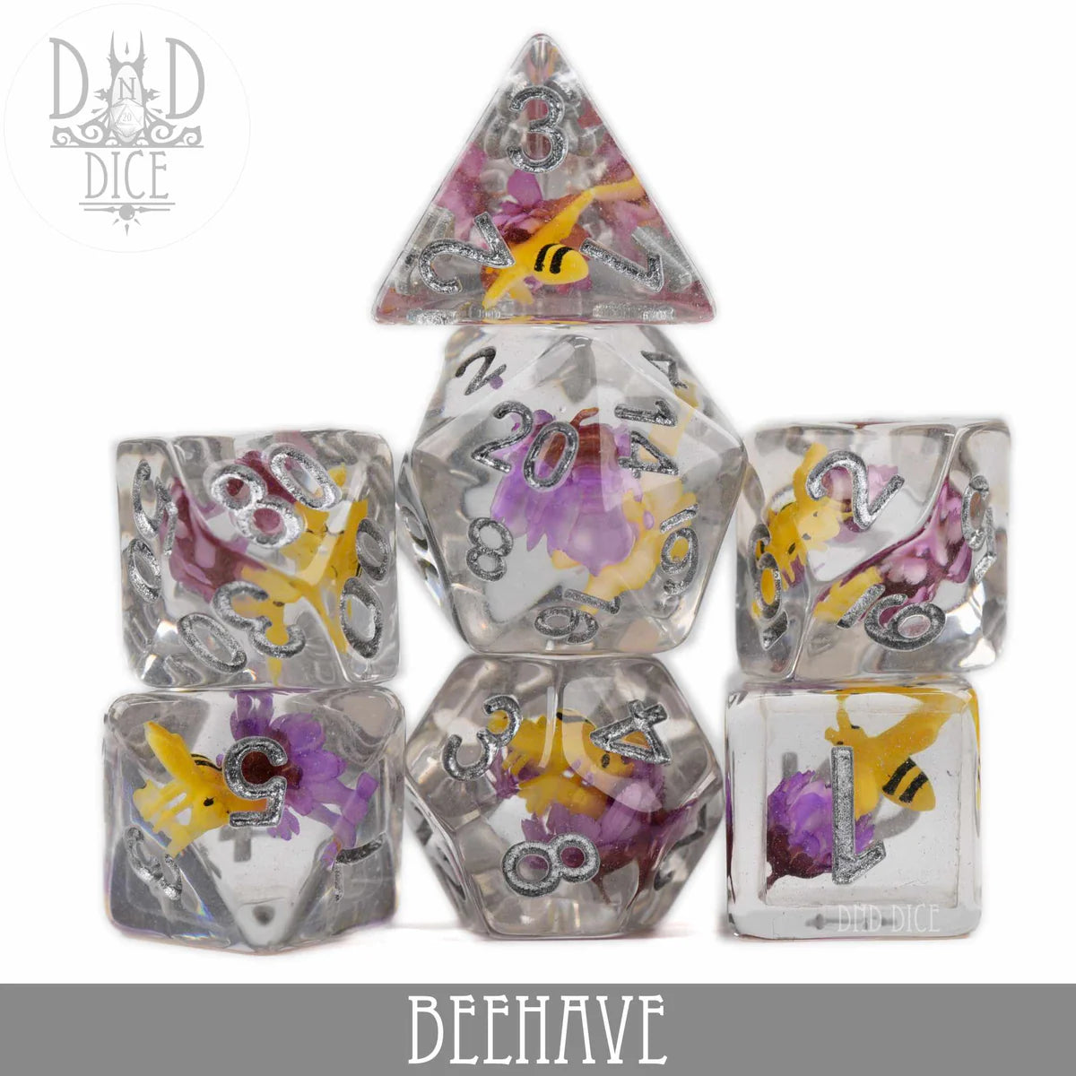 DND Dice Poly 7 Dice Set: BEEhave | Odin's Place