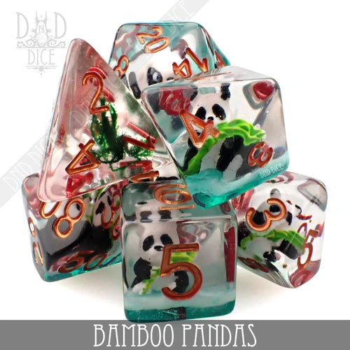 DND Dice Poly 7 Dice Set: Bamboo Pandas | Odin's Place