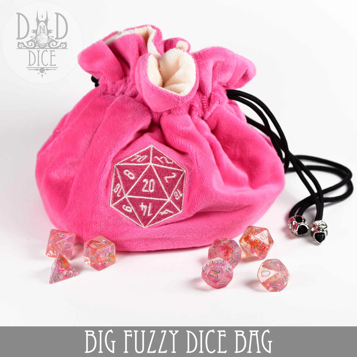 DND Dice Big Fuzzy Dice Bag Pink | Odin's Place