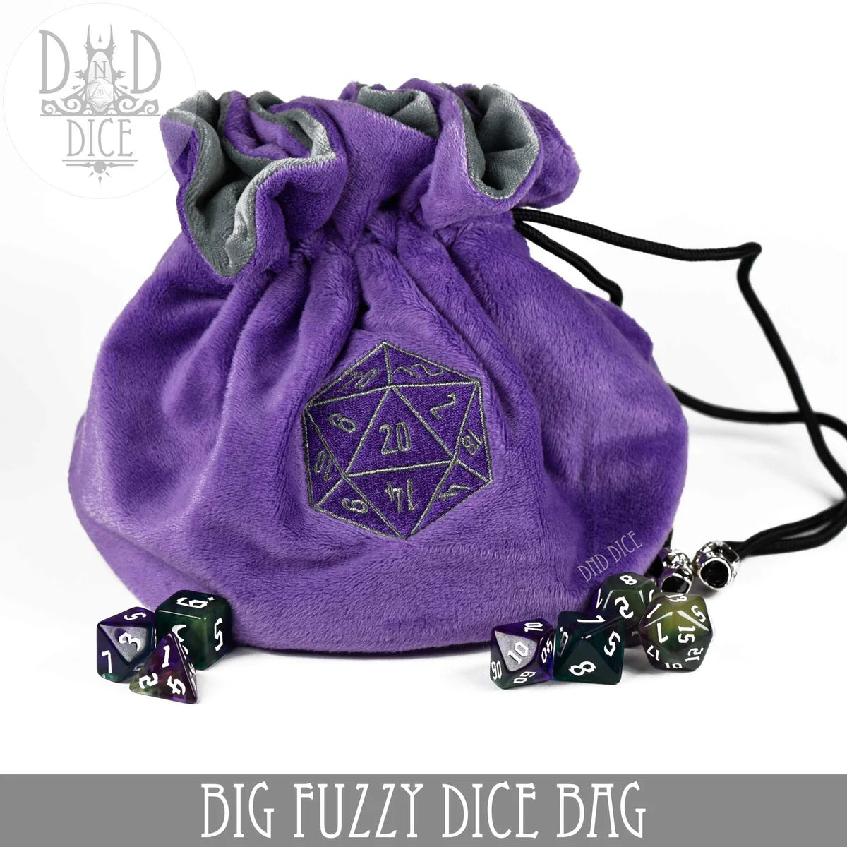 DND Dice Big Fuzzy Dice Bag Purple | Odin's Place