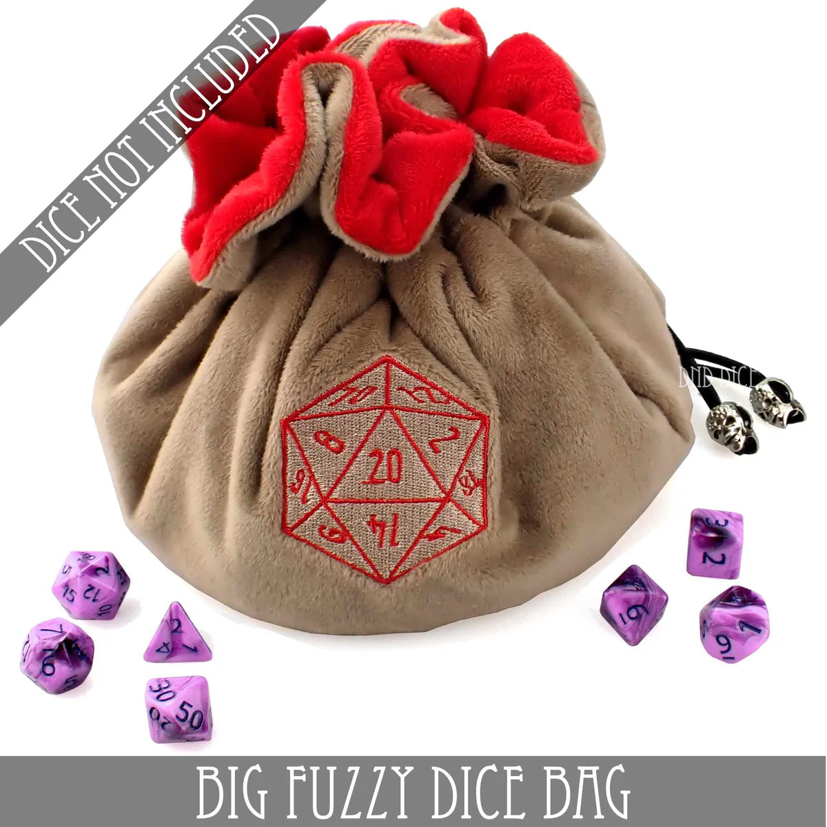 DND Dice Big Fuzzy Dice Bag Tan | Odin's Place