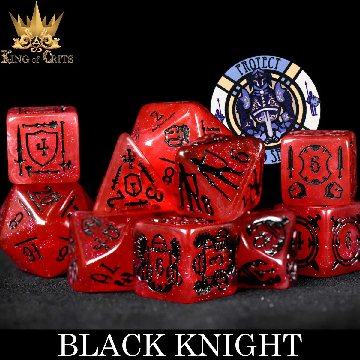 DND Dice 11 Dice Set: Black Knight | Odin's Place