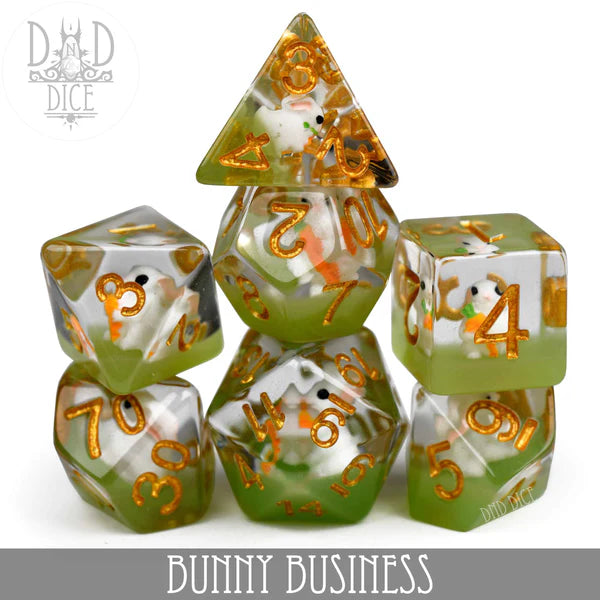 DND Dice Poly 7 Dice Set: Bunny Business | Odin's Place