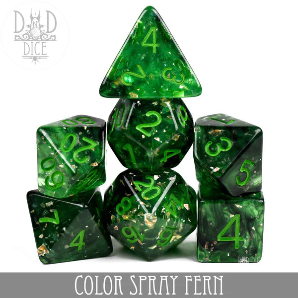 DND Dice Poly 7 Dice Set Color Spray: Fern | Odin's Place