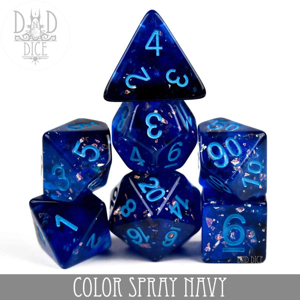 DND Dice Poly 7 Dice Set Color Spray: Navy | Odin's Place