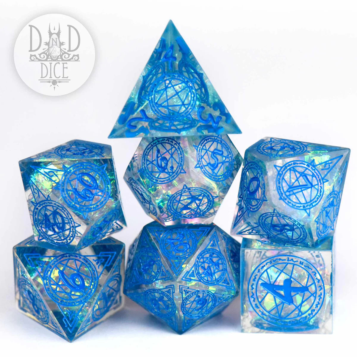 DND Dice Poly 7 Dice Set: Crown of Magic (Handmade) | Odin's Place