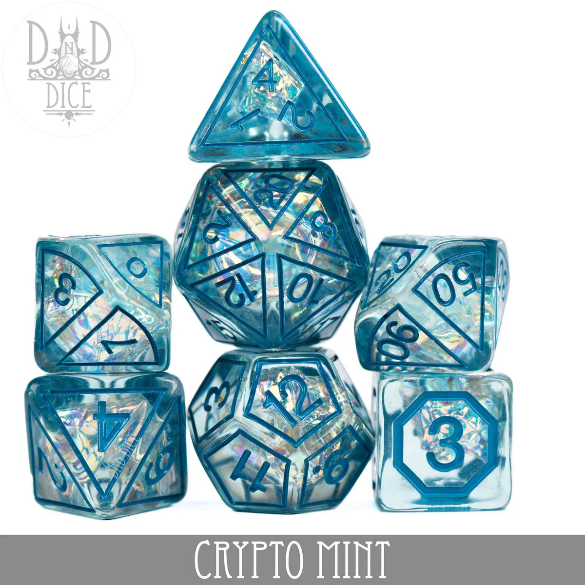DND Dice Poly 7 Dice Set: Crypto Mint | Odin's Place
