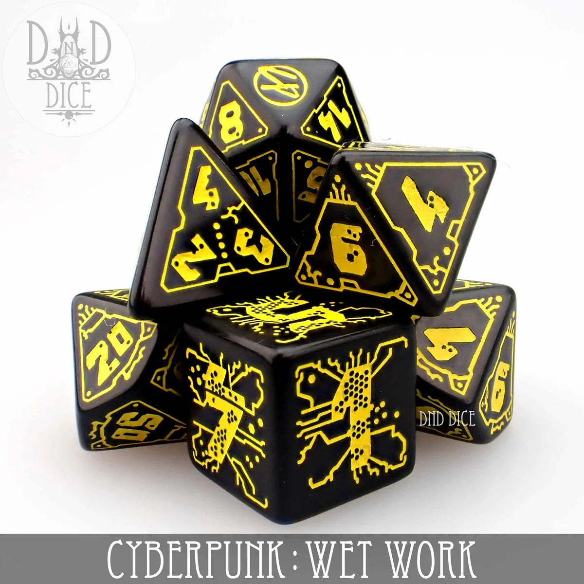 Q Workshop Poly 7 Dice Set: Cyberpunk Wet Work | Odin's Place