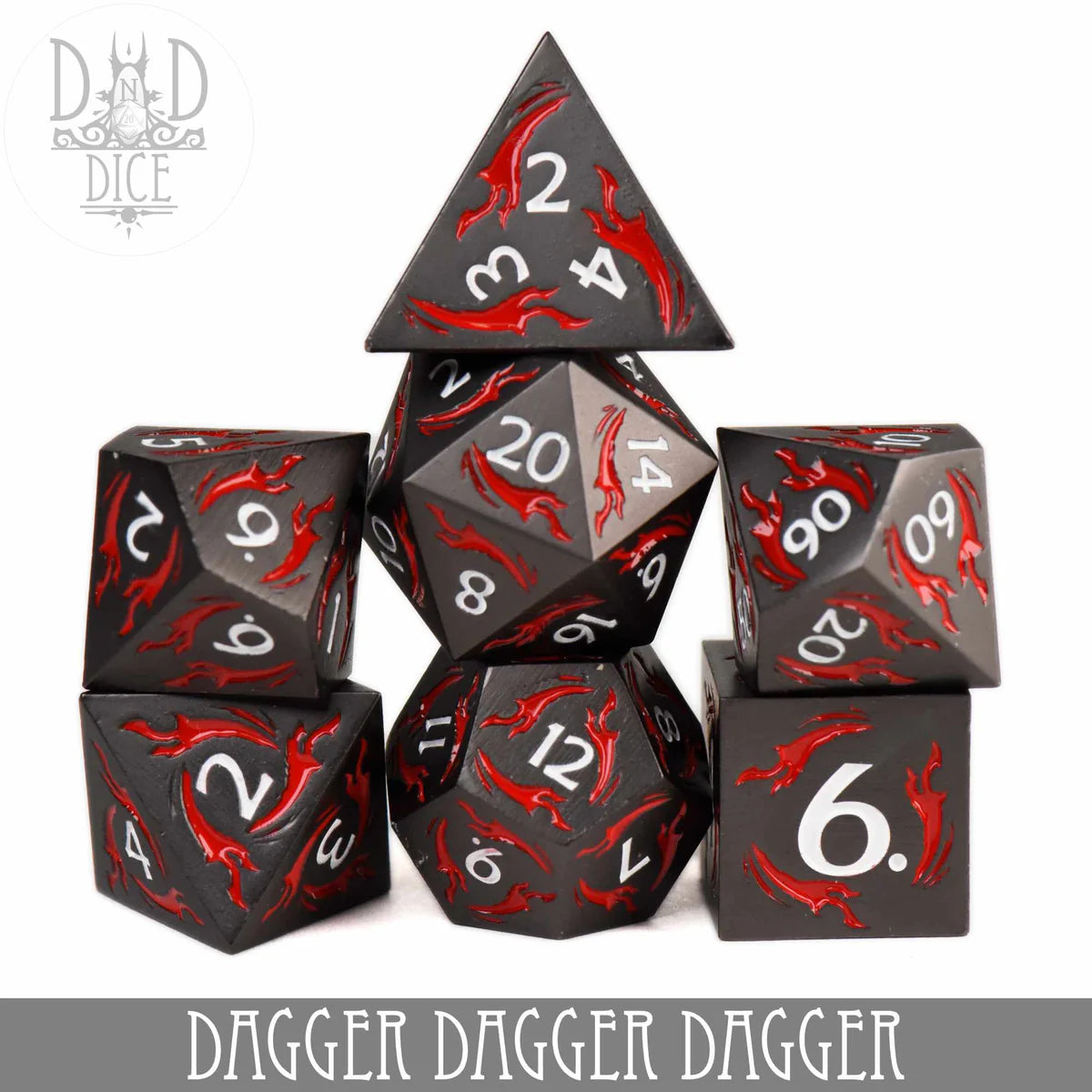 DND Dice Poly 7 Metal Dice Set: Dagger Dagger Dagger | Odin's Place