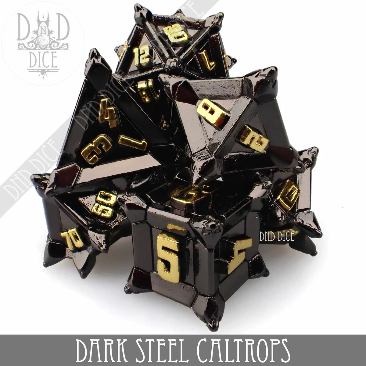 DND Dice Metal Set: Dark Steel Caltrops | Odin's Place