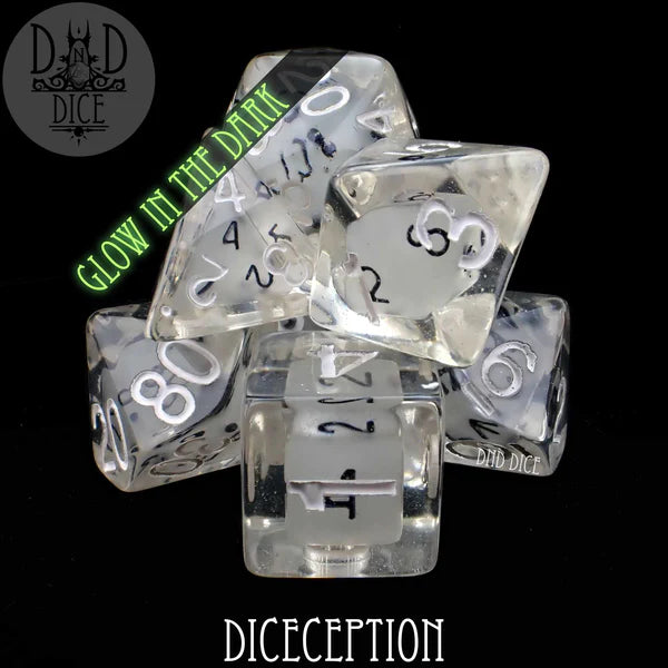 DND Dice Poly 7 Dice Set: Deception (Glow) | Odin's Place