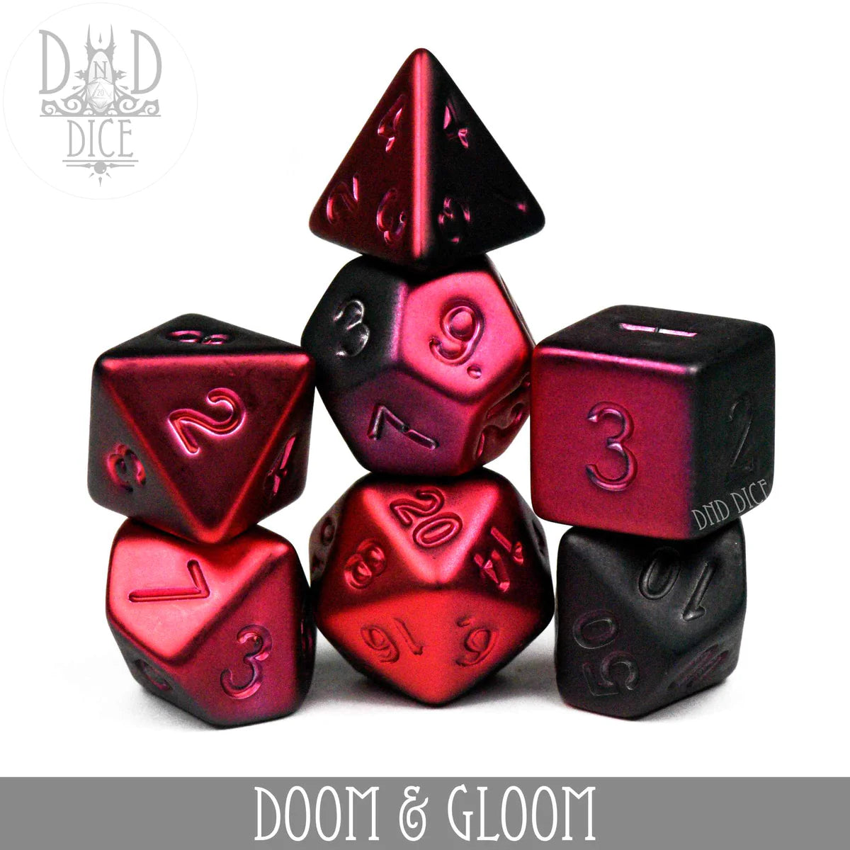 DND Dice Poly 7 Dice Set: Doom and Gloom | Odin's Place