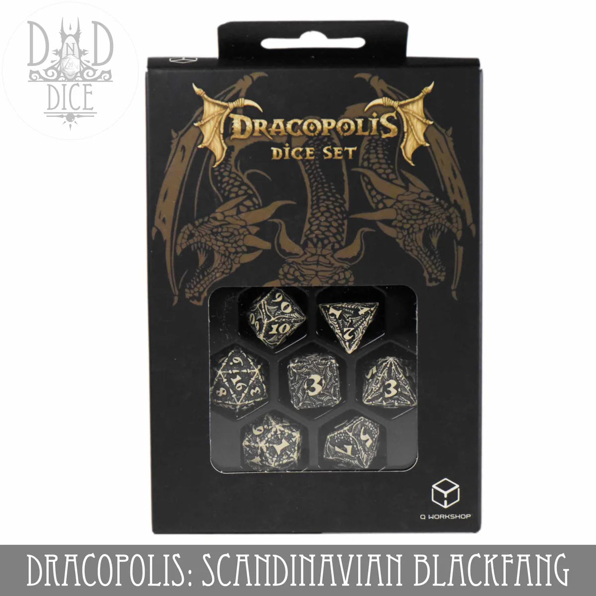 Q Workshop Poly 7 Dice Set: Dracopolis Blackfang | Odin's Place