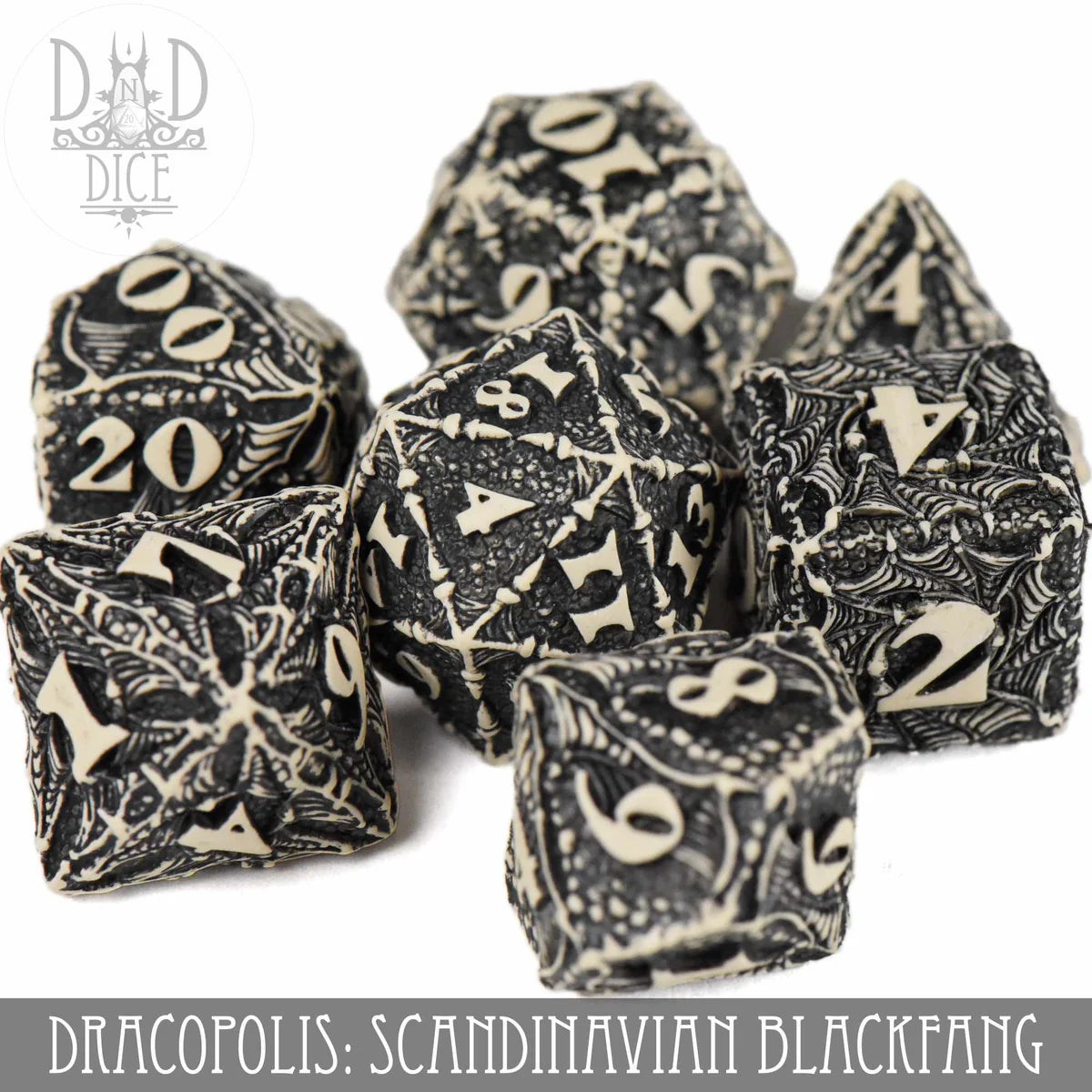 Q Workshop Poly 7 Dice Set: Dracopolis Blackfang | Odin's Place