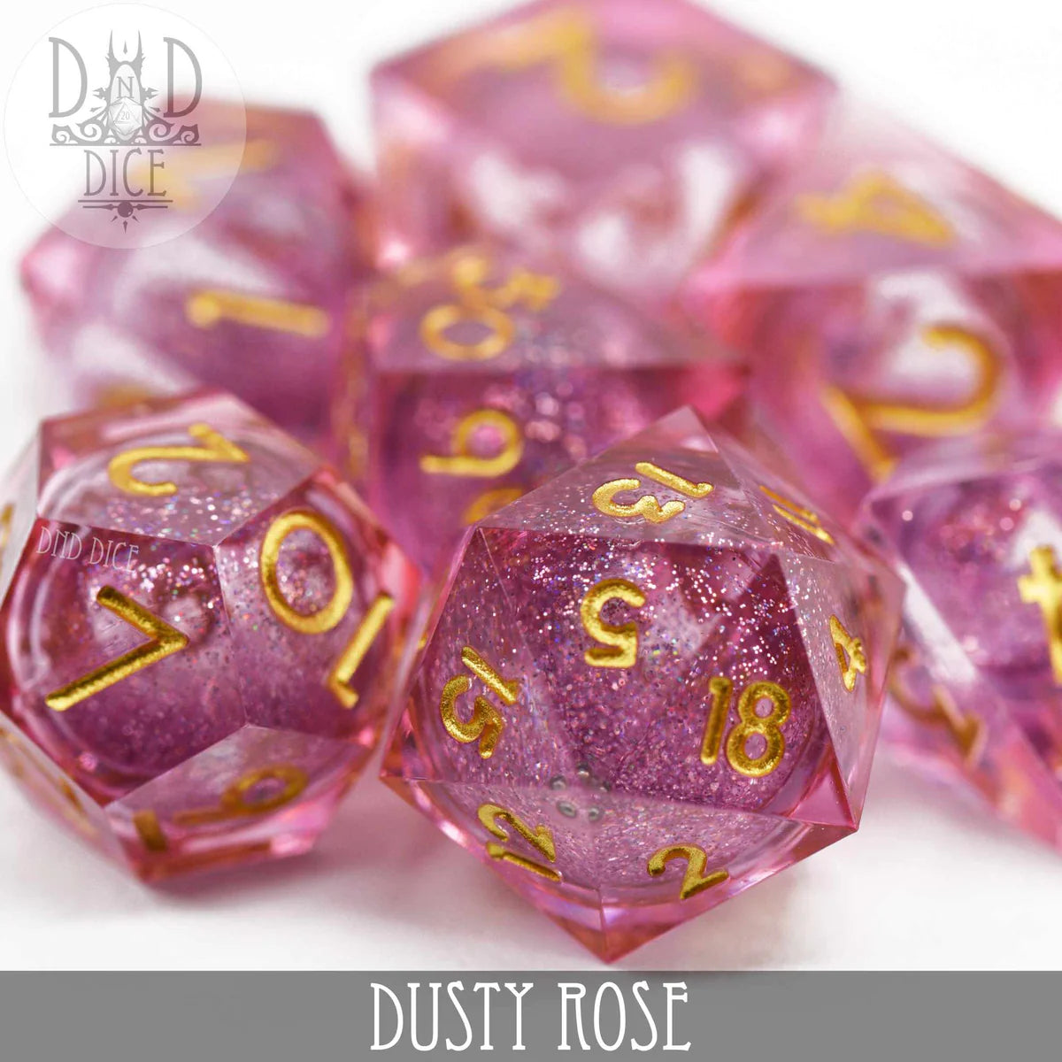 DND Dice Poly 7 Dice Set: Dusty Rose  (Liquid Core) | Odin's Place