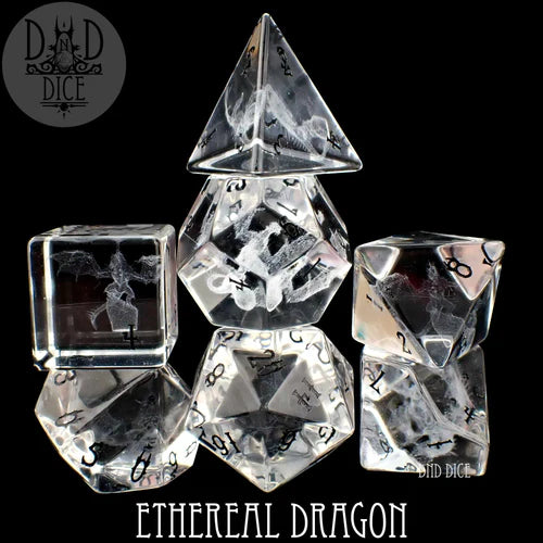 DND Dice Poly 7 Gemstone Dice Set: Ethereal Dragon | Odin's Place