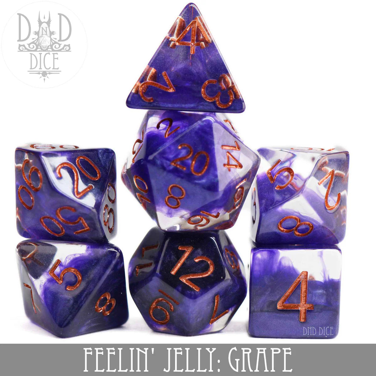 DND Dice Poly 7 Dice Set: Feelin' Jelly Grape | Odin's Place