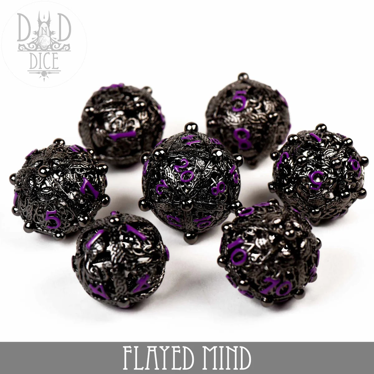 DND Dice Poly 7 Metal Dice Set: Flayed Mind (Gift Box) | Odin's Place
