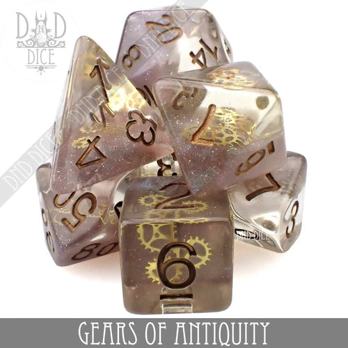 DND Dice Poly 7 Dice Set: Gears of Antiquity | Odin's Place