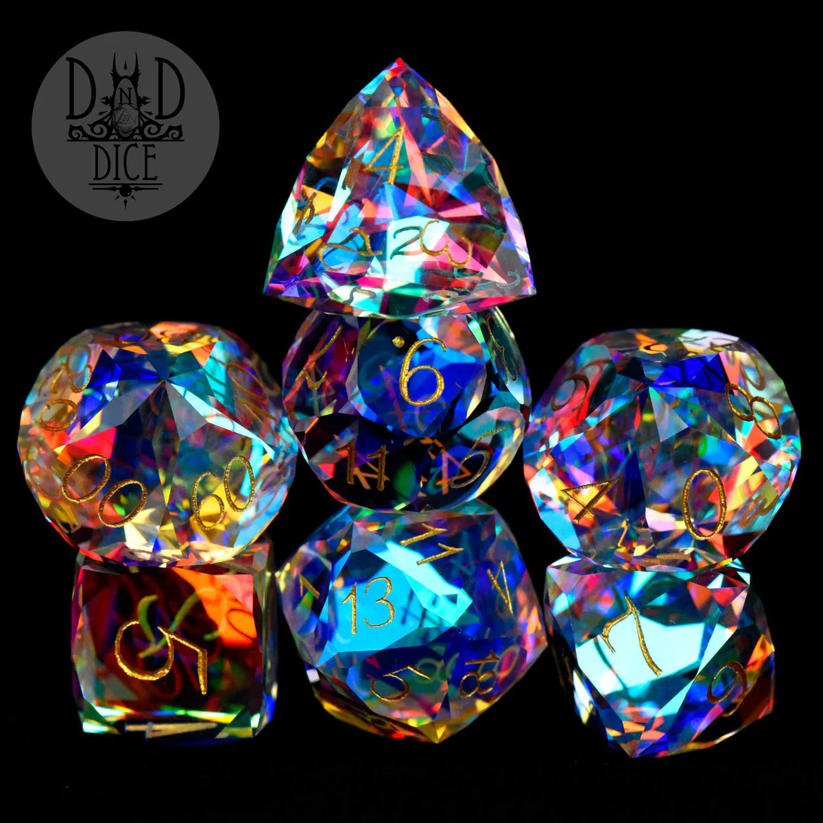 DND Dice Gem Cut Prism Poly 7 Set (Gift Box) | Odin's Place