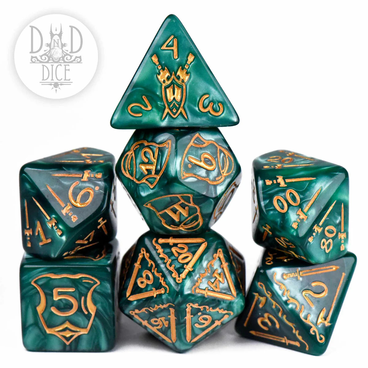 DND Dice Oversized Poly 7 Set: Giant Fighter Green | Odin's Place