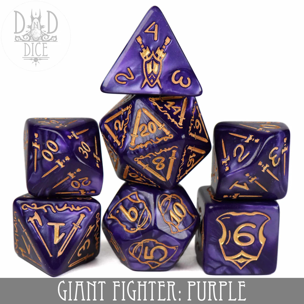 DND Dice Oversized Poly 7 Set: Giant Fighter Purple | Odin's Place
