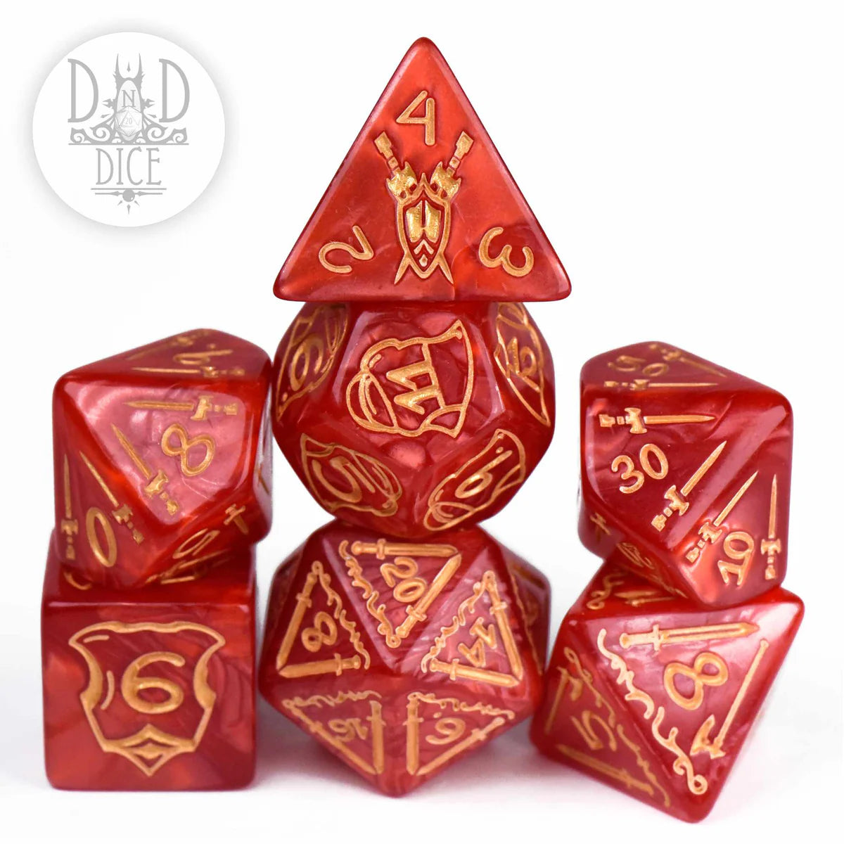 DND Dice Oversized Poly 7 Set: Giant Fighter Red | Odin's Place