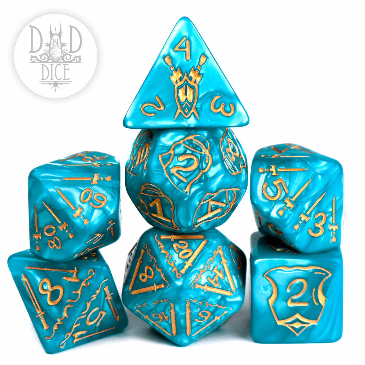 DND Dice Oversized Poly 7 Set: Giant Fighter Teal | Odin's Place