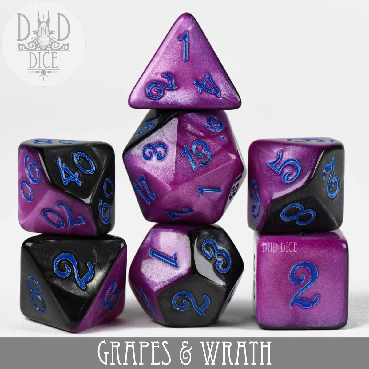 DND Dice Poly 7 Dice Set: Grapes and Wrath | Odin's Place