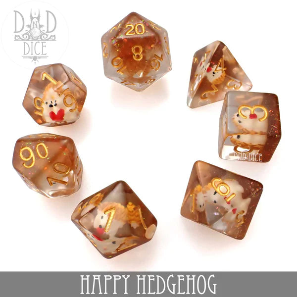 DND Dice Poly 7 Dice Set: Happy Hedgehog | Odin's Place
