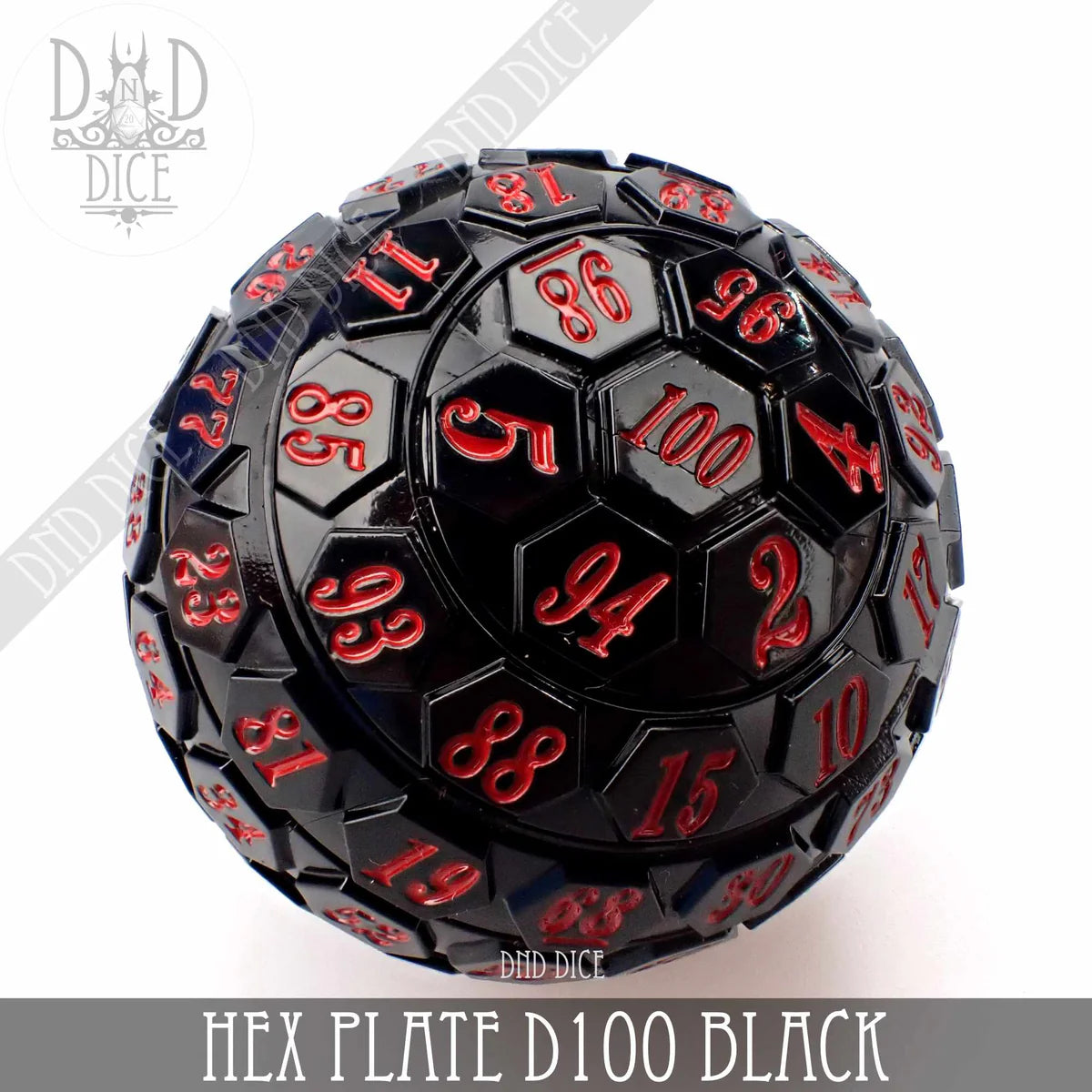 DND Dice 45mm Hex Plate D100 (Black and Red) | Odin's Place