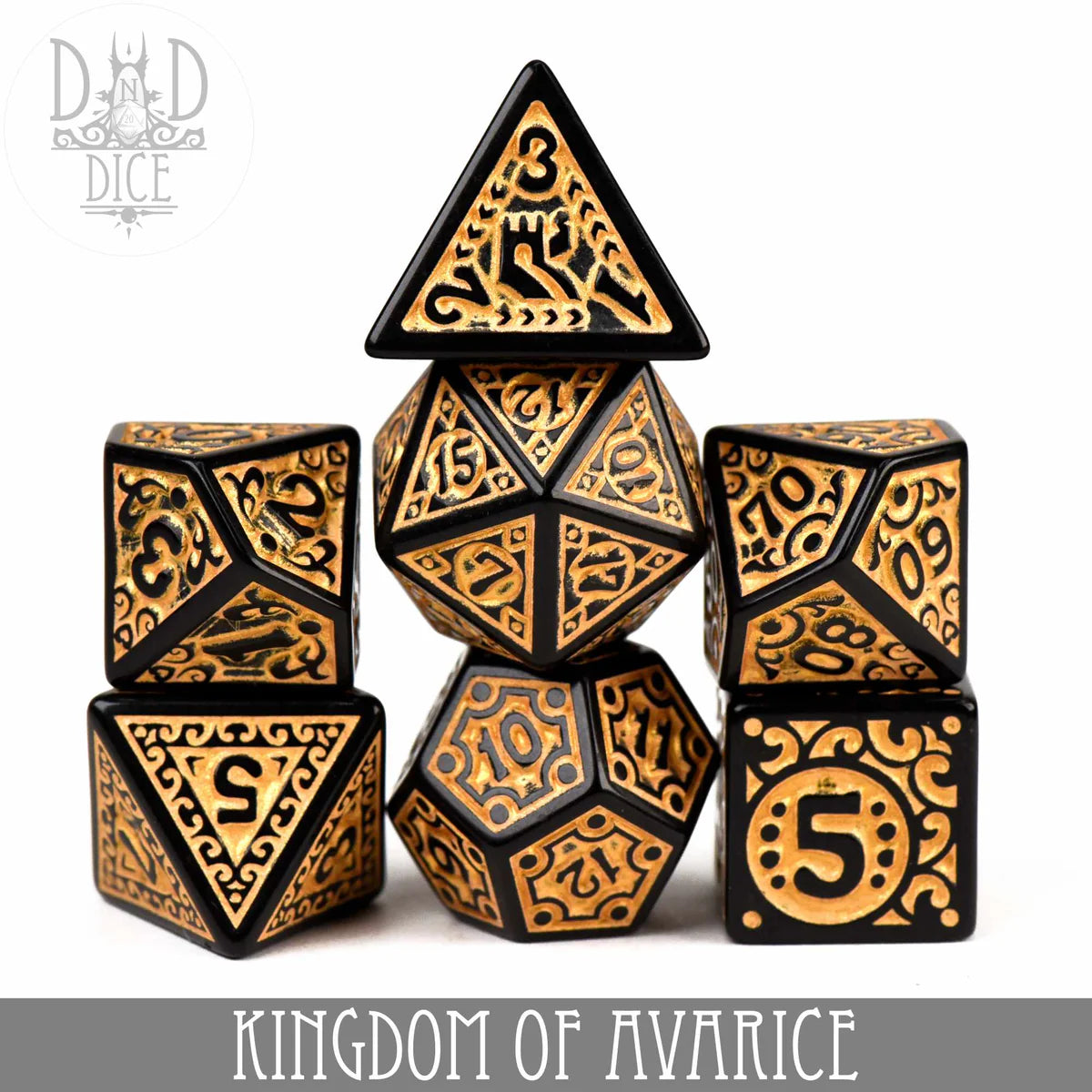 DND Dice Poly 7 Dice Set: Kingdom of Avarice | Odin's Place