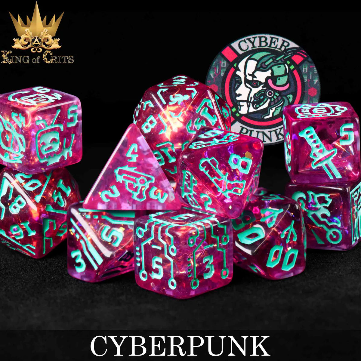 DND Dice 11 Dice Set: Cyberpunk | Odin's Place
