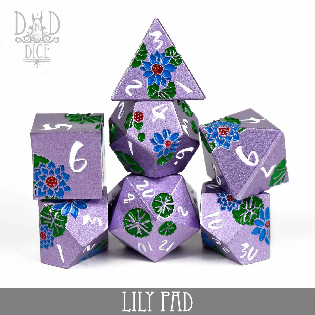 DND Dice Poly 7 Metal Dice Set: Lily Pad | Odin's Place