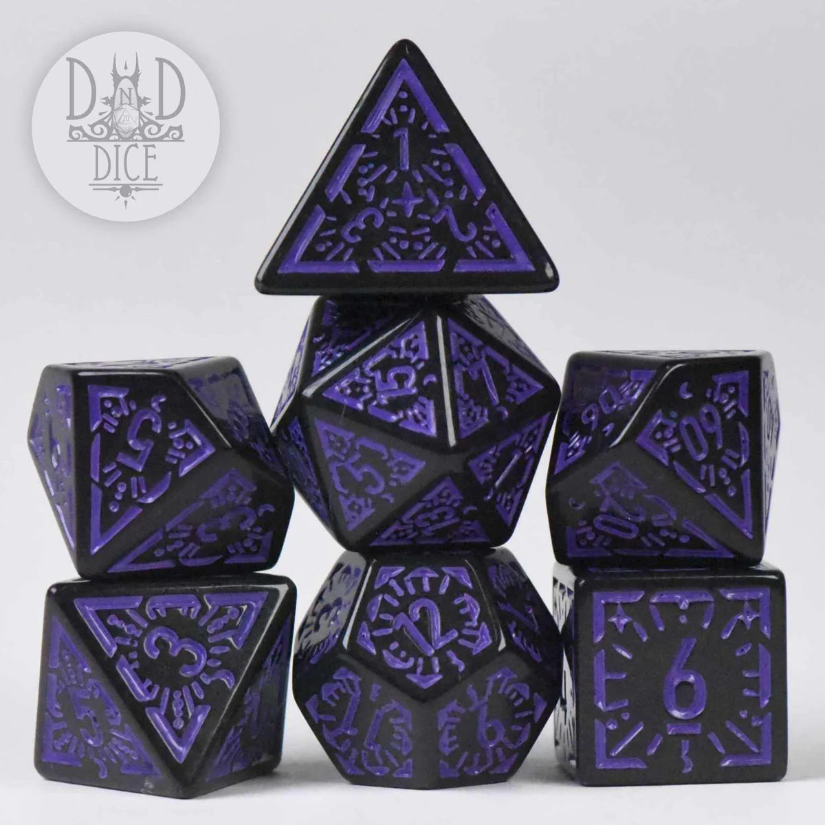 DND Dice Poly 7 Dice Set: Lunar Eclipse | Odin's Place