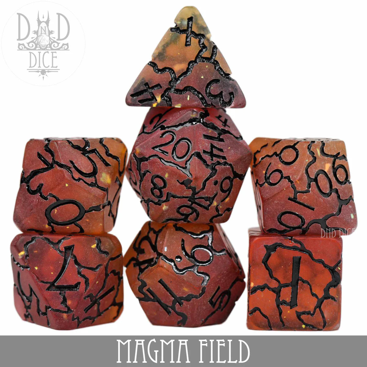 DND Dice Poly 7 Dice Set: Magma Field | Odin's Place