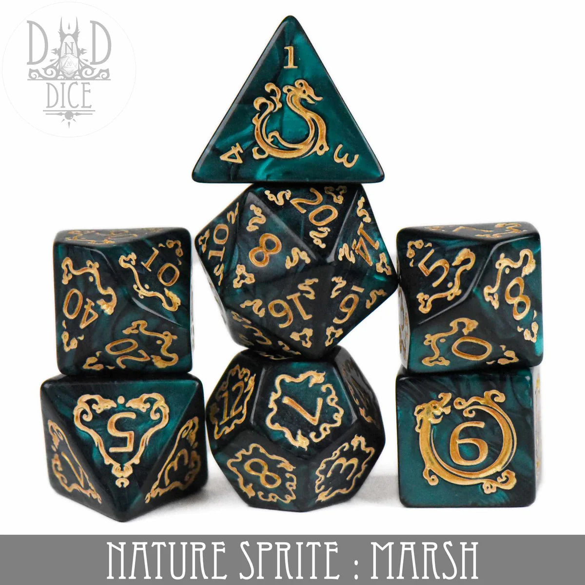 DND Dice 7 Dice Set: Nature Sprite: Marsh | Odin's Place